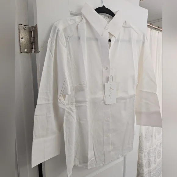 Classic White Ladies Shirt With 3/4 Sleeves PTP 20" - Picture 1 of 2